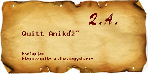 Quitt Anikó névjegykártya